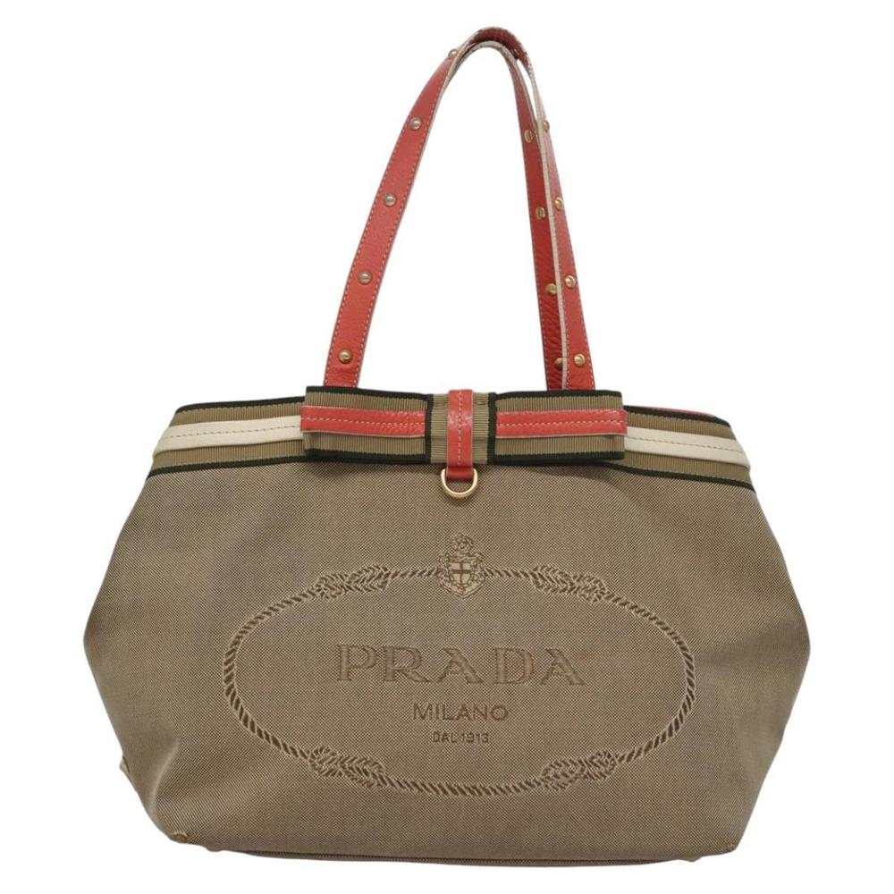 PRADA Tote Bag Canvas Beige Auth BD737 - Picture 13 of 16
